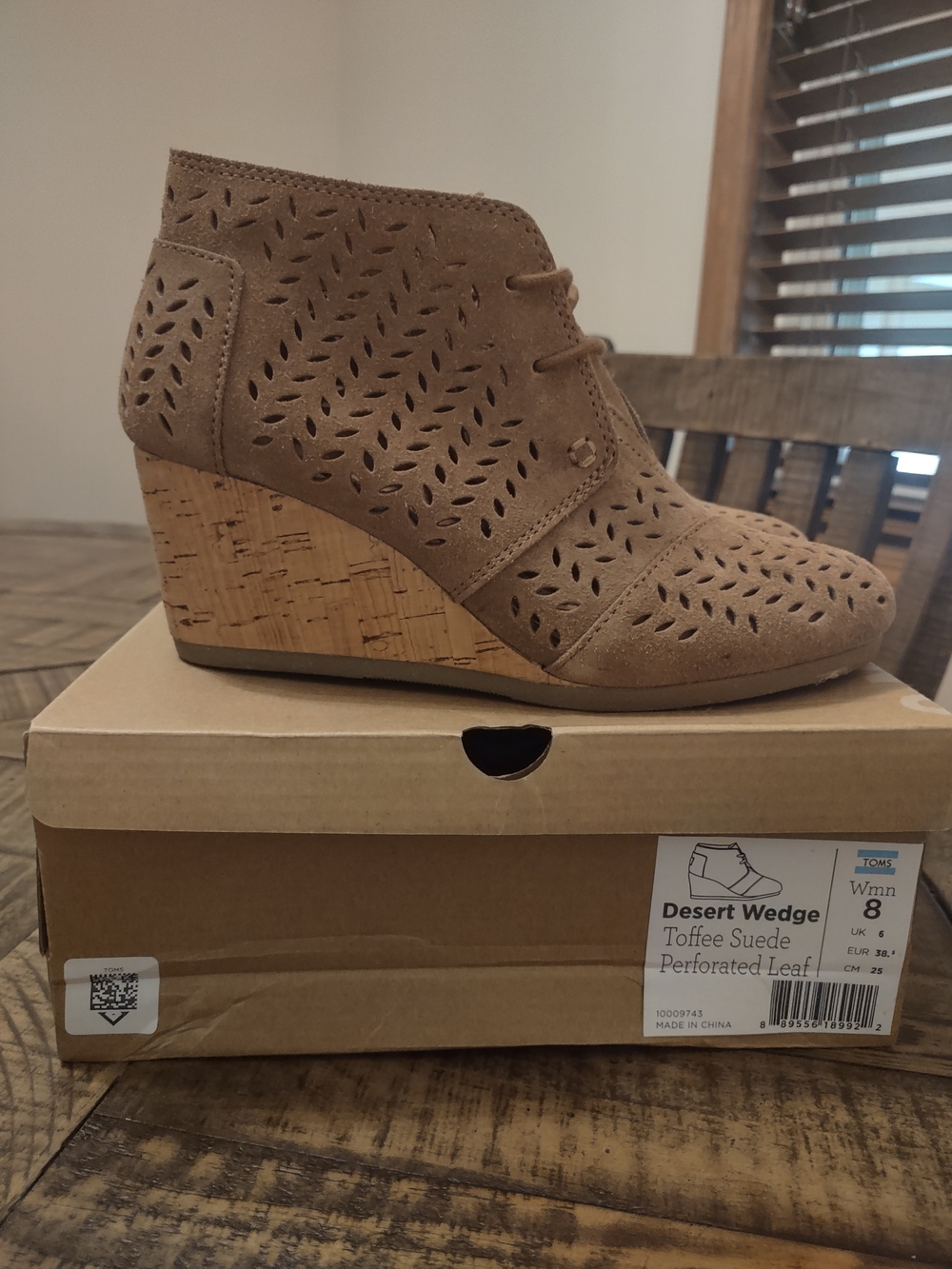 TOMS Toffee Suede Desert Wedge Ankle Booties